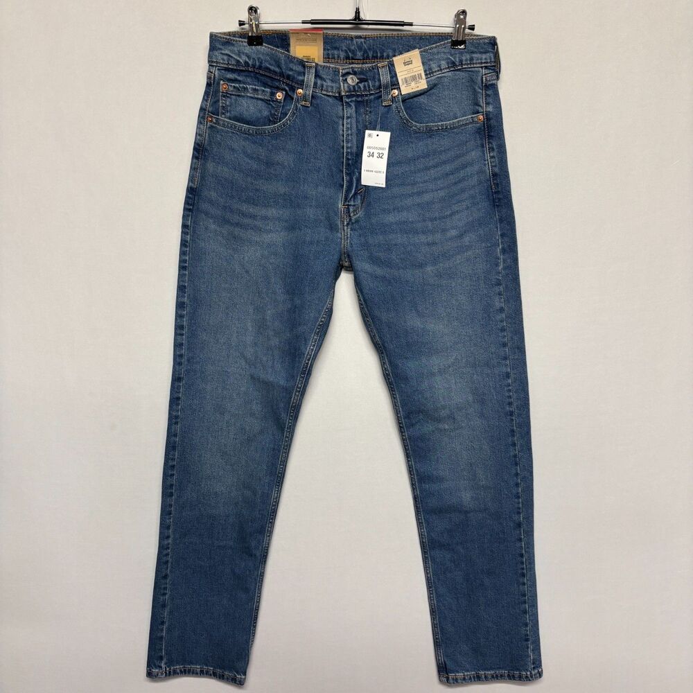 NWT Levi's 505 Regular Straight Fit Jeans Men Size 34x32 Denim Stretch C139 -25
